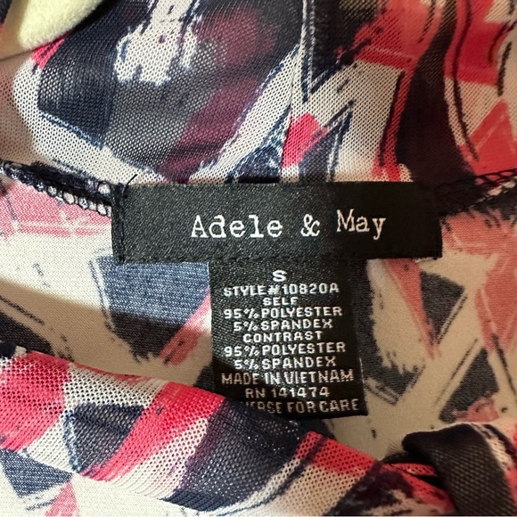 Adele & May Multicolor Sleeveless Blouse with Bow at Neck And Ruffle Size Small - Picture 3 of 5